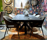 Table à manger Denber, manguier noir, 160 à 300 & 6 cm avec piètement araignée