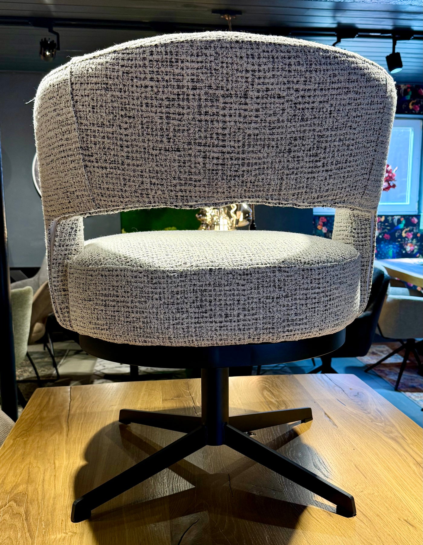 360 Grad Drehbarer Esszimmer Stuhl Brillant Webstoff in 3 Farben lichtgrau beige hellbraun