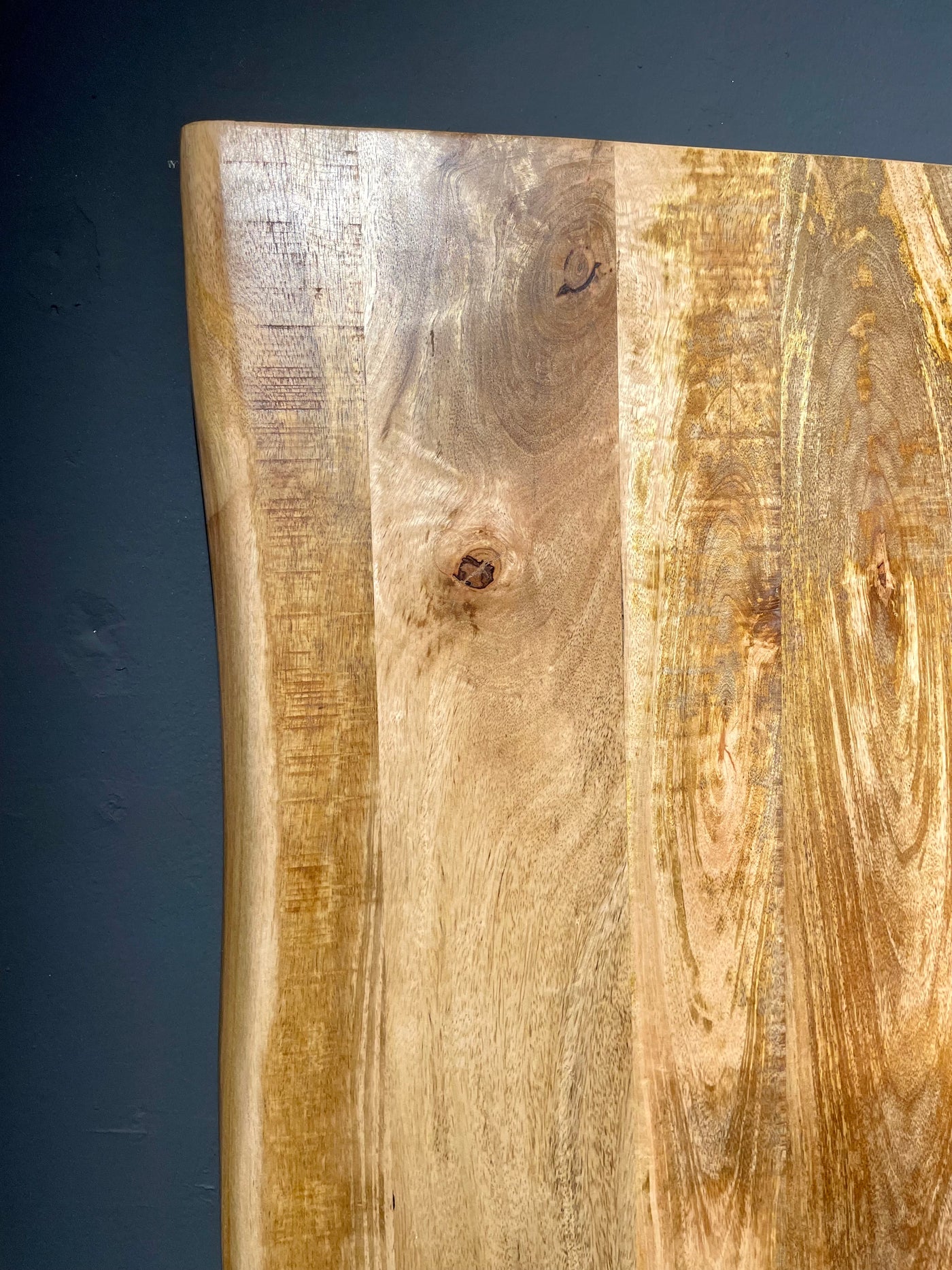Plateau de table en bois de manguier Puri avec bordure naturelle 4cm en 180 200 220 240 cm