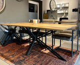 Piètement araignée filigrane en métal laqué noir pour plateaux de table de 120 à 220 cm