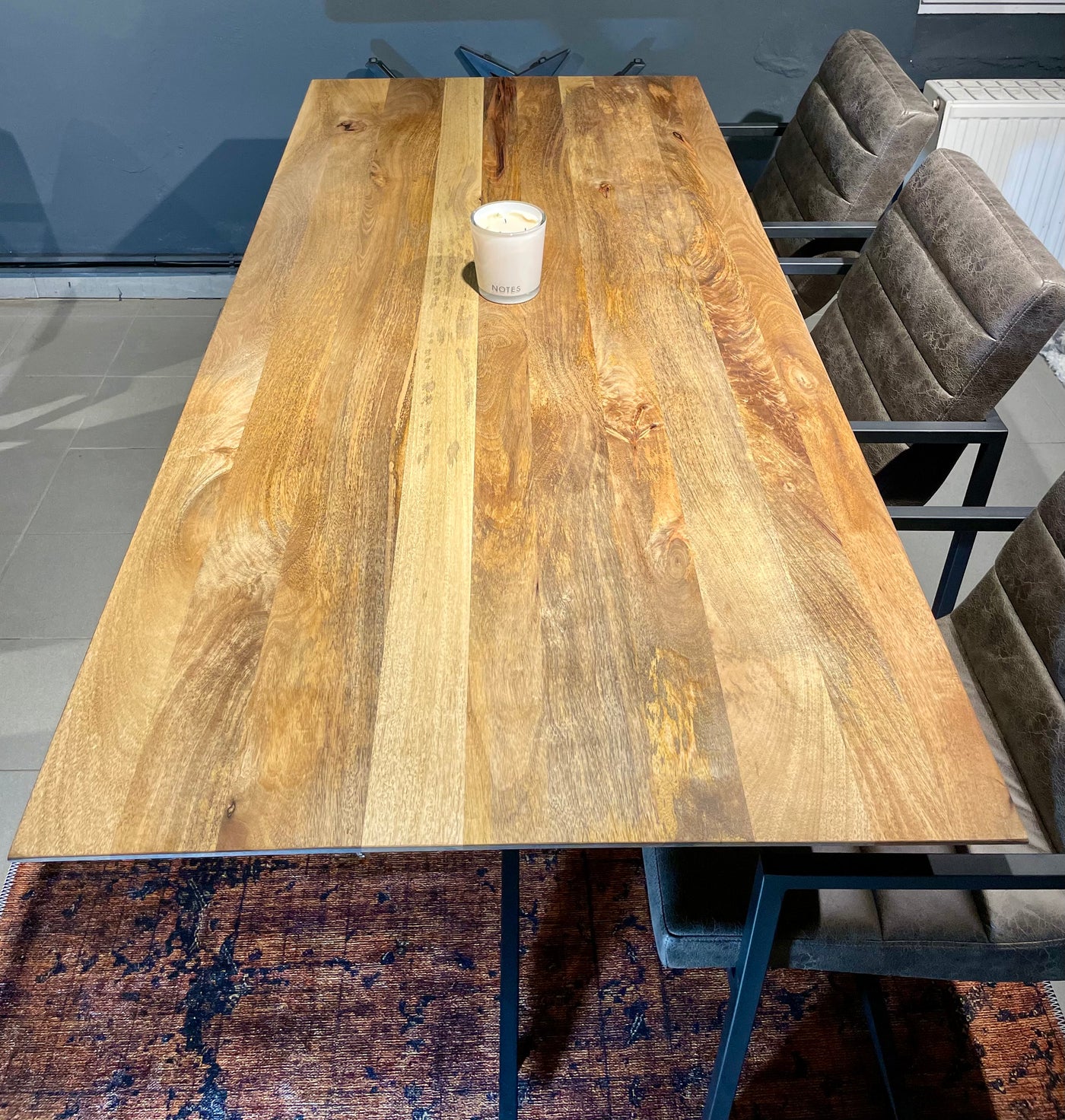 Mangoholz Tischplatte Schweizer Kante 3cm in 120 140 160 180 200 220 cm