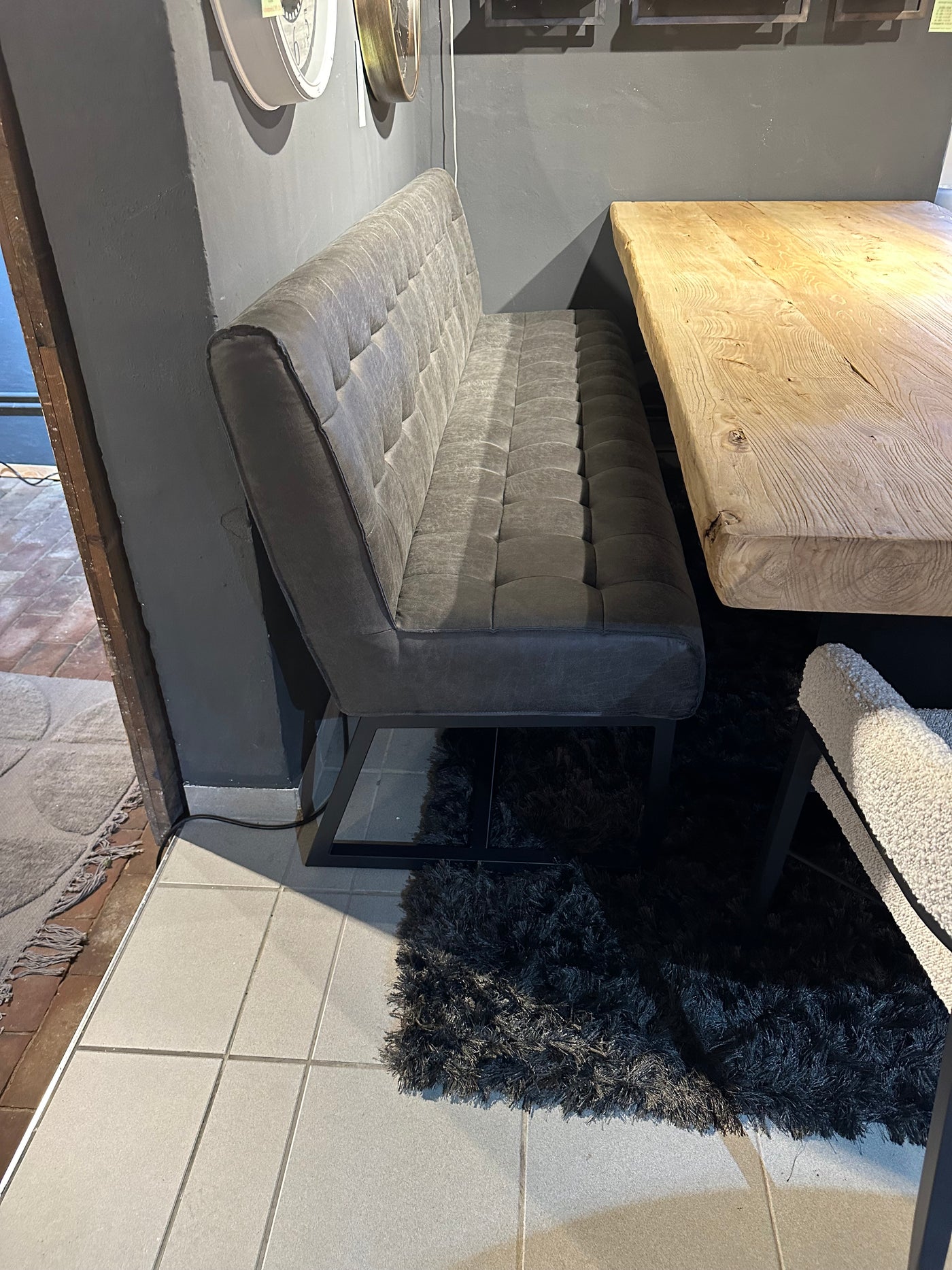 Sitzbank Jim Manila Esszimmer Polsterbank 2 Farben Braungrau Dunkelgrau