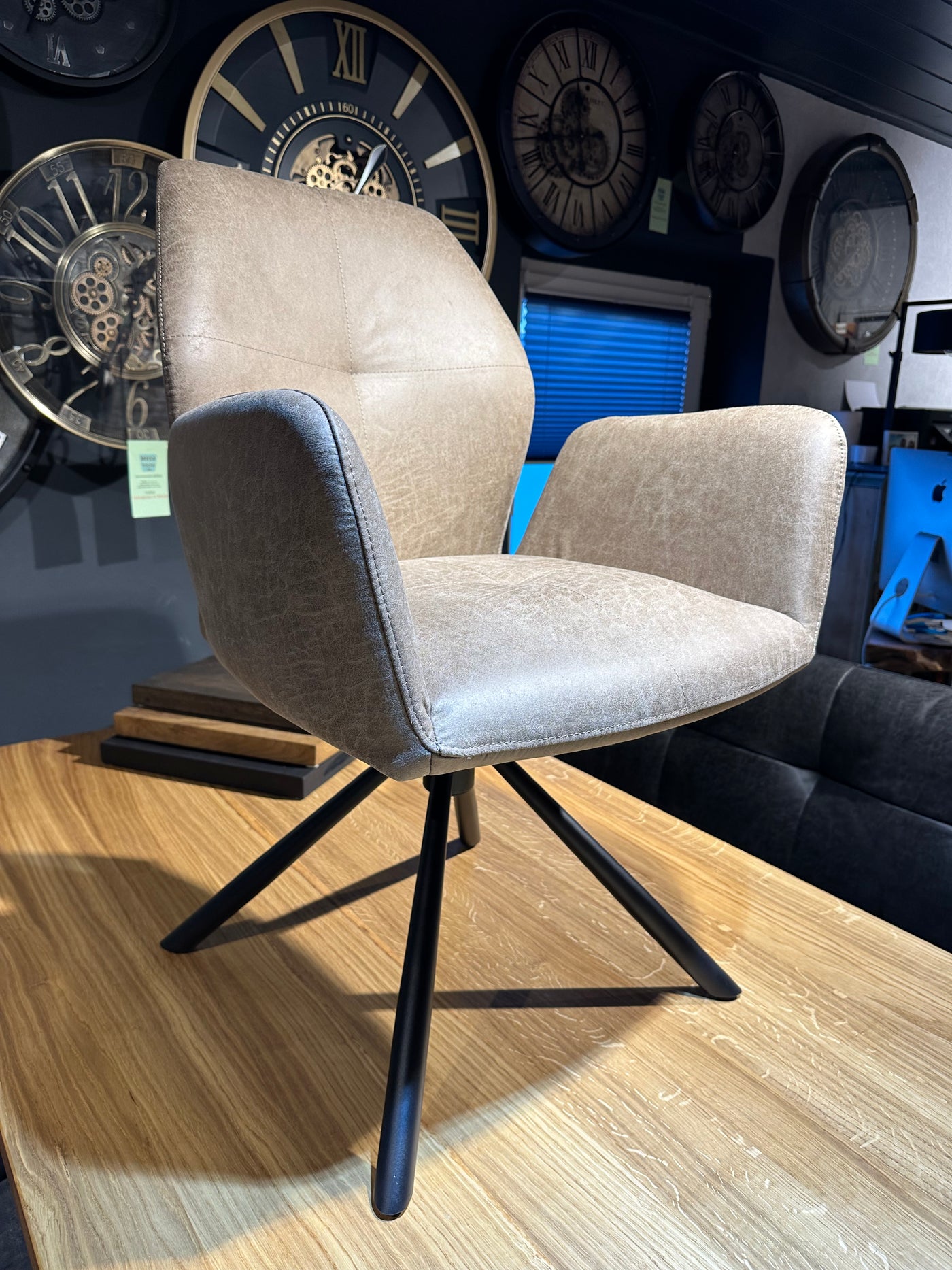 Drehbarer Esszimmer Stuhl 360 Grad Chris Manila Mikrofaser in 2 Grautönen