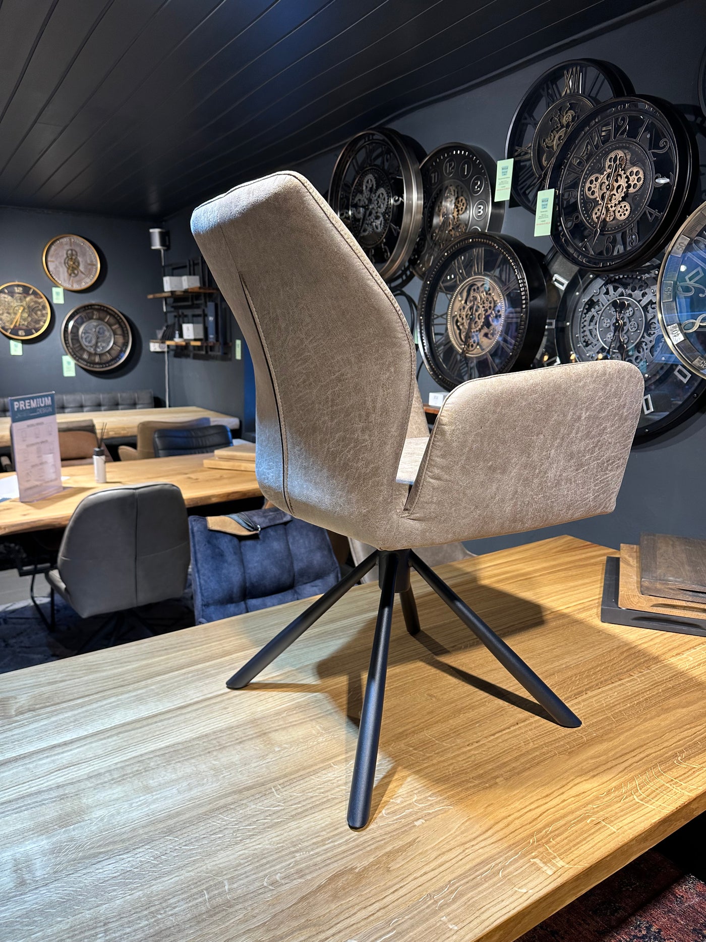 Drehbarer Esszimmer Stuhl 360 Grad Chris Manila Mikrofaser in 2 Grautönen