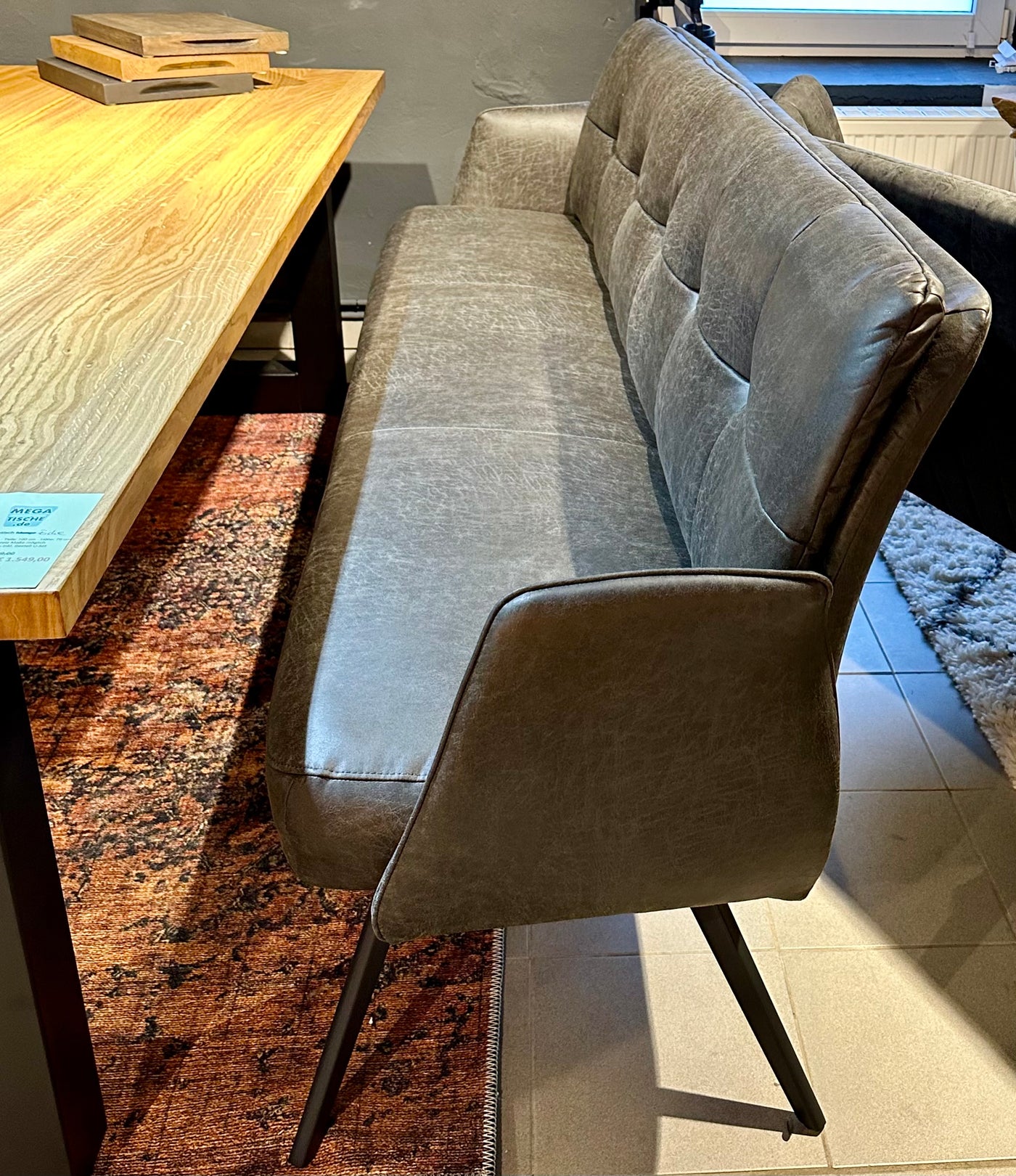 Sitzbank Lars Dallas Fabric Esszimmer Polsterbank Kunstleder 3 Farben Braungrau Dunkelgrau Dunkelbraun in 120 180 220 cm