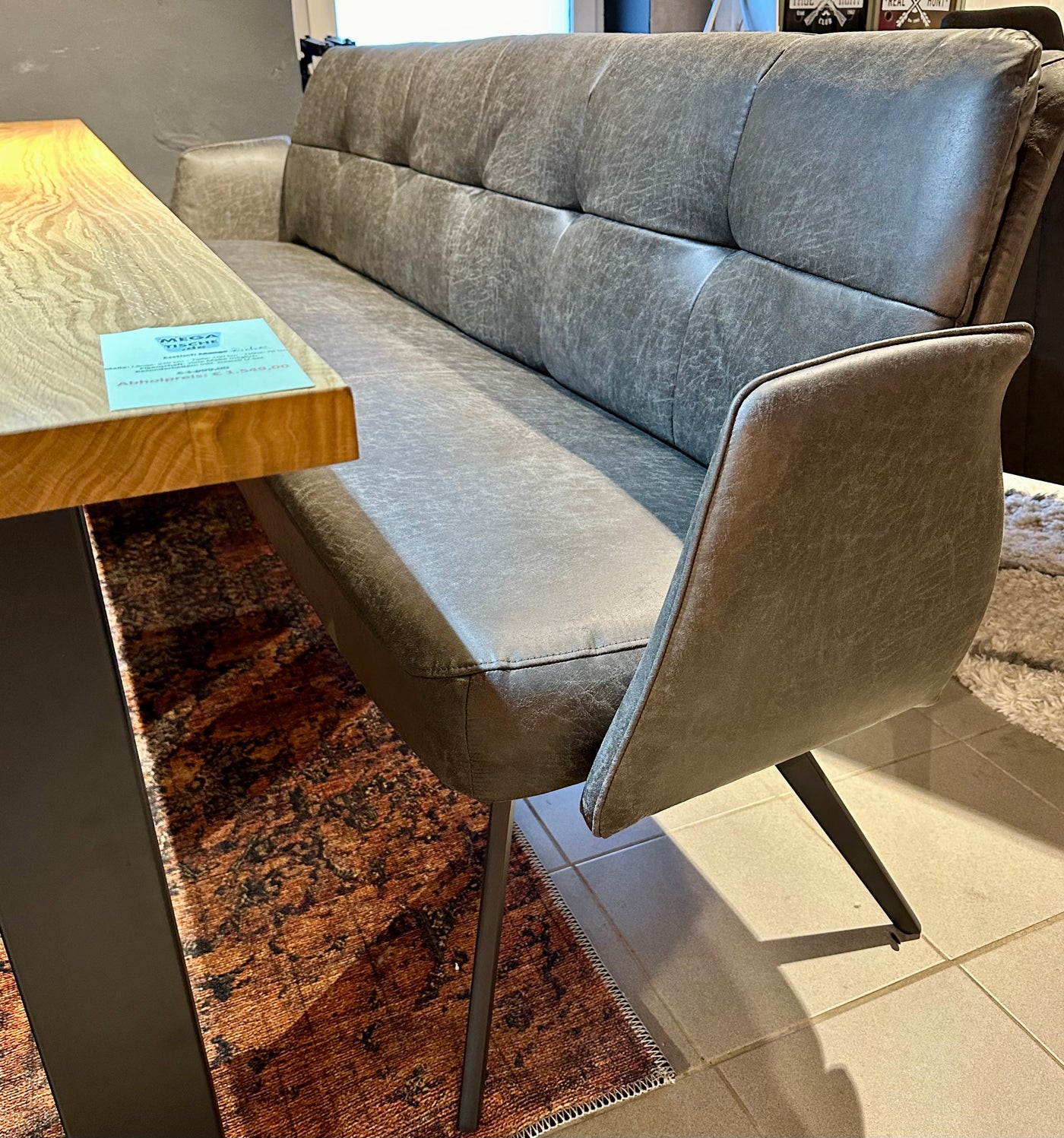 Sitzbank Lars Dallas Fabric Esszimmer Polsterbank Kunstleder 3 Farben Braungrau Dunkelgrau Dunkelbraun in 120 180 220 cm