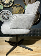 Drehbarer 360 Grad Esszimmer Stuhl Max Armlehnenstuhl Stoff Retro Bliss in 4 Farben