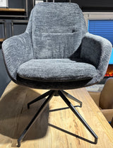 Chaise de salle à manger pivotante à 360 degrés avec accoudoirs Dave tissu Dallas Bi-Color en 5 coloris