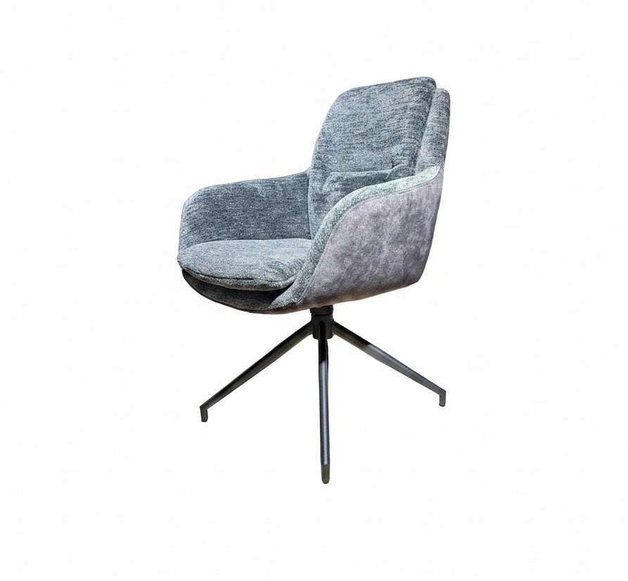 Chaise de salle à manger pivotante à 360 degrés avec accoudoirs Dave tissu Dallas Bi-Color en 5 coloris