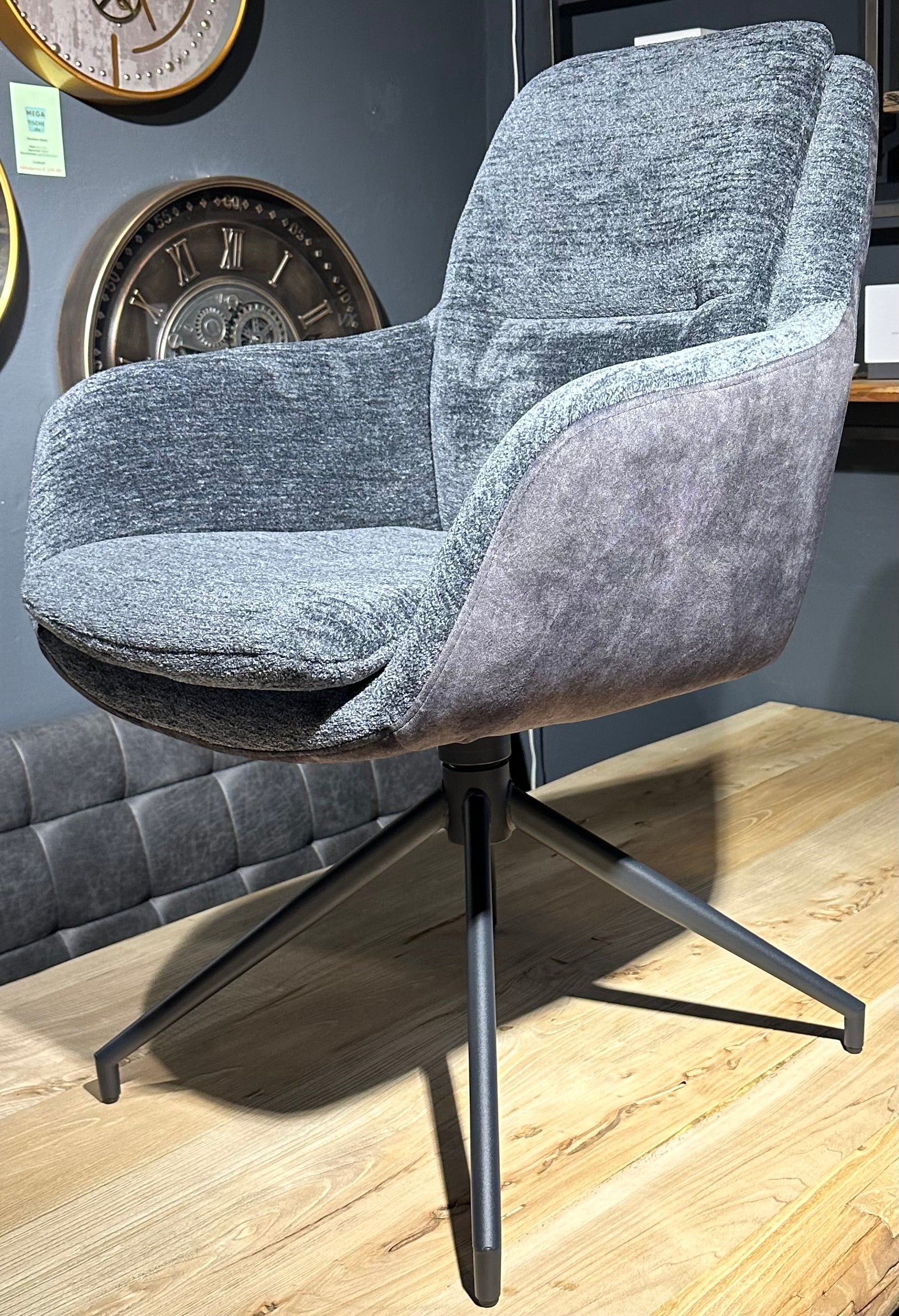 Drehbarer 360 Grad Esszimmer Armlehnenstuhl Dave Stoff Dallas Bi-Color in 5 Farben