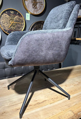 Chaise de salle à manger pivotante à 360 degrés avec accoudoirs Dave tissu Dallas Bi-Color en 5 coloris