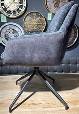 Chaise de salle à manger pivotante à 360 degrés avec accoudoirs Dave tissu Dallas Bi-Color en 5 coloris
