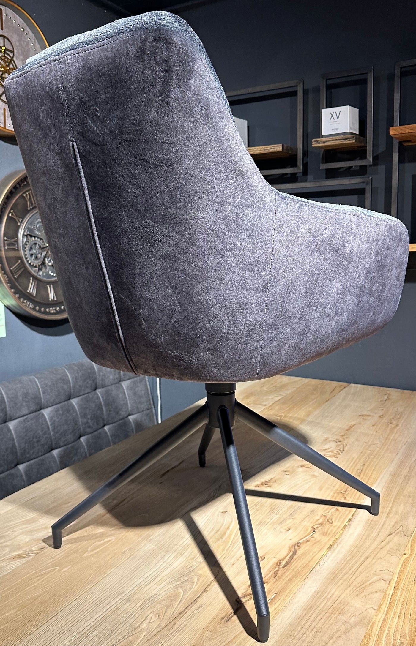Chaise de salle à manger pivotante à 360 degrés avec accoudoirs Dave tissu Dallas Bi-Color en 5 coloris