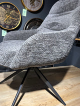 Chaise de salle à manger pivotante à 360 degrés avec accoudoirs July en tissu rétro, disponible en 5 coloris