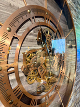 70 cm Wanduhr Zahnrad München Zählwerk Animation Kupfer