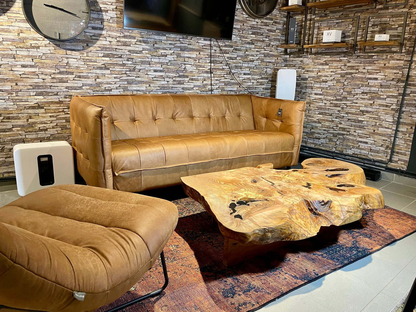 Vintage Kamelleder 3 er Couch Sahara Sofa Echt Leder Chesterfield Cognac