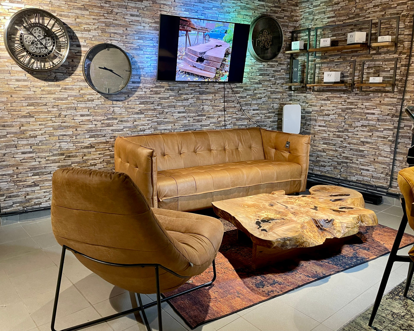 Vintage Kamelleder 3 er Couch Sahara Sofa Echt Leder Chesterfield Cognac