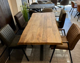 Baumkante Esstisch Bosto Mangoholz dunkel 160 bis 300 cm in 6 cm mit Spider Gestell