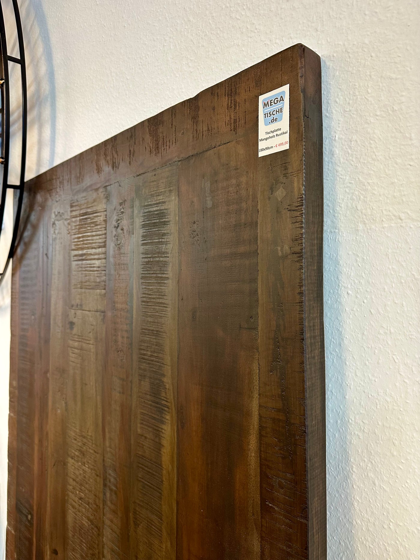 180 cm Mangoholz Tischplatte rustikal 4 cm