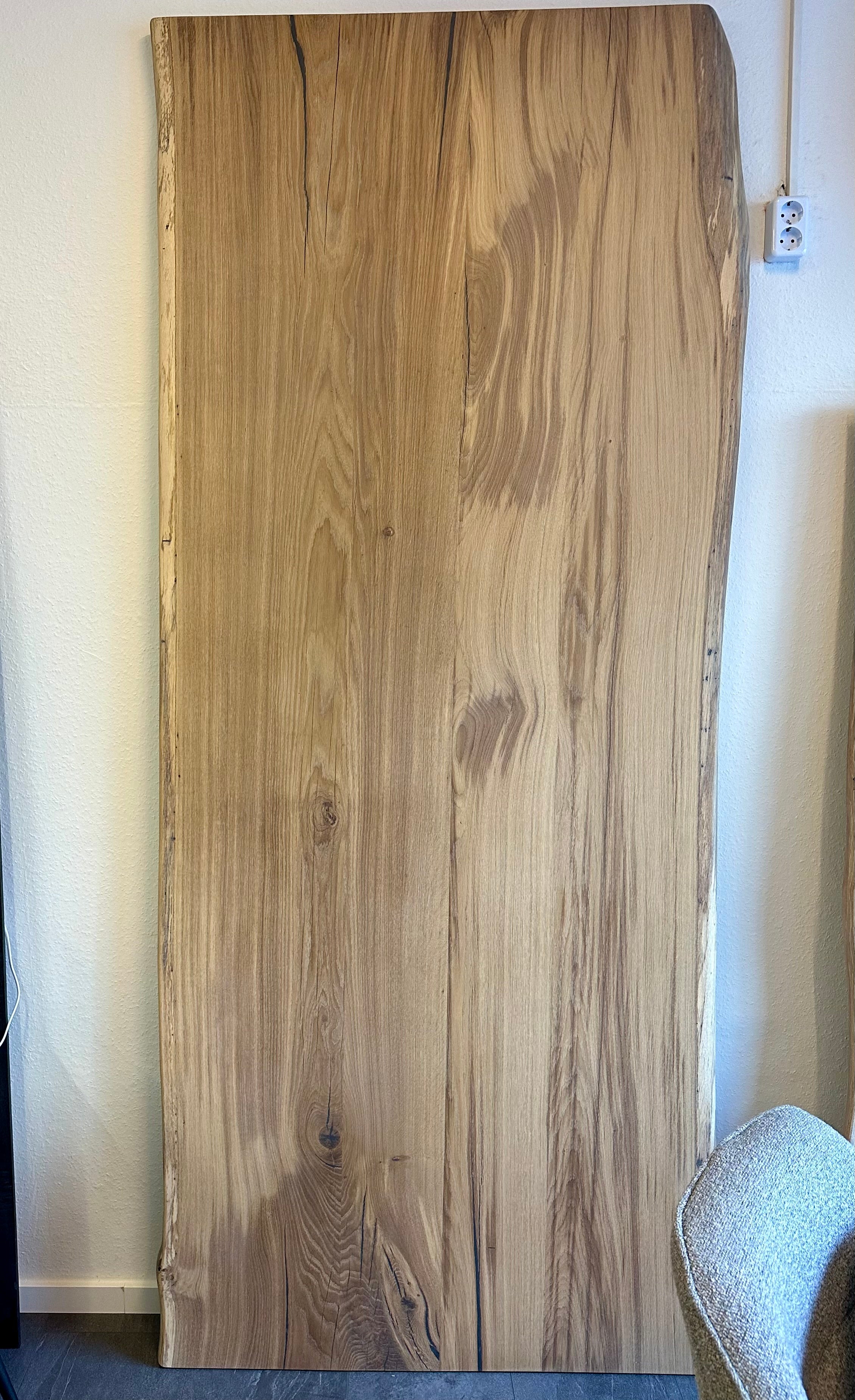 250 cm Eiche Holz Tischplatte Wesel naturel beige 5,5 cm Dicke aus 4 Bohlen