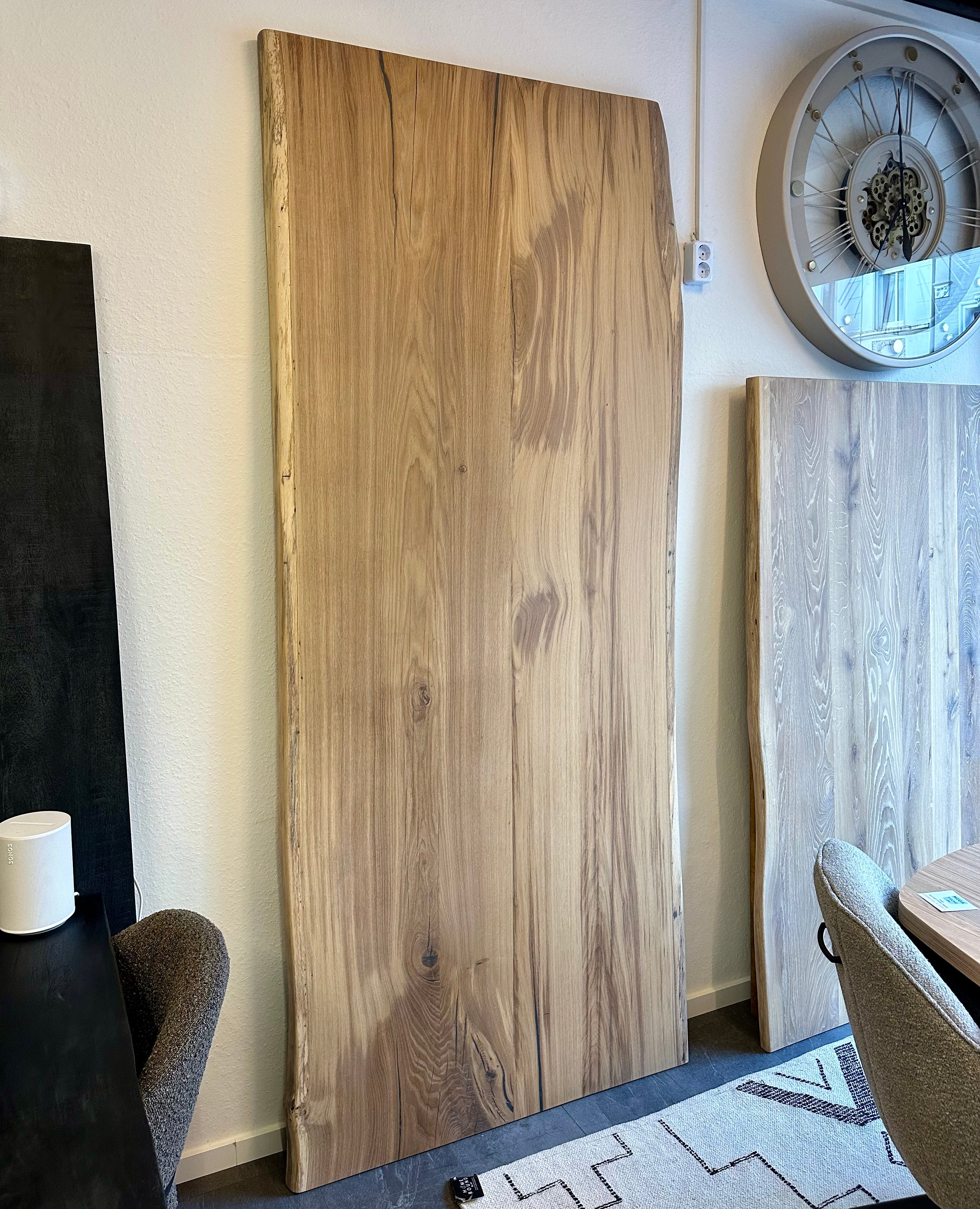 250 cm Eiche Holz Tischplatte Wesel naturel beige 5,5 cm Dicke aus 4 Bohlen