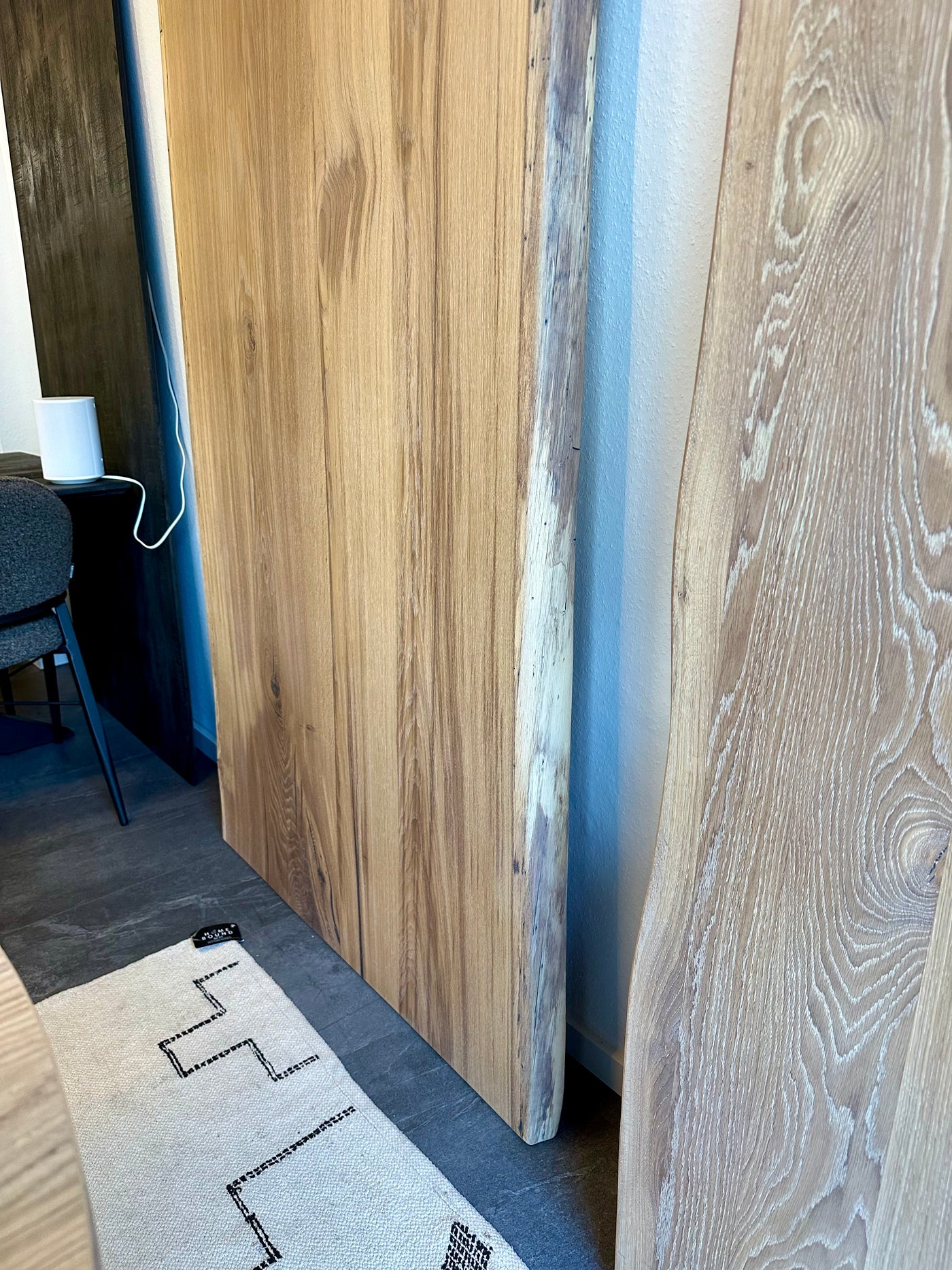 Plateau de table en bois de chêne Wesel naturel beige de 250 cm, épaisseur 5,5 cm, composé de 4 planches
