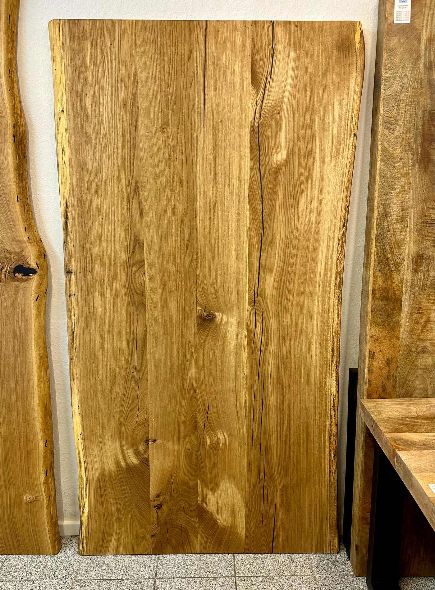200 cm Wildeiche Holz Tischplatte Wesel Eiche Pure geölt 5,5 cm Dicke aus 4 Bohlen