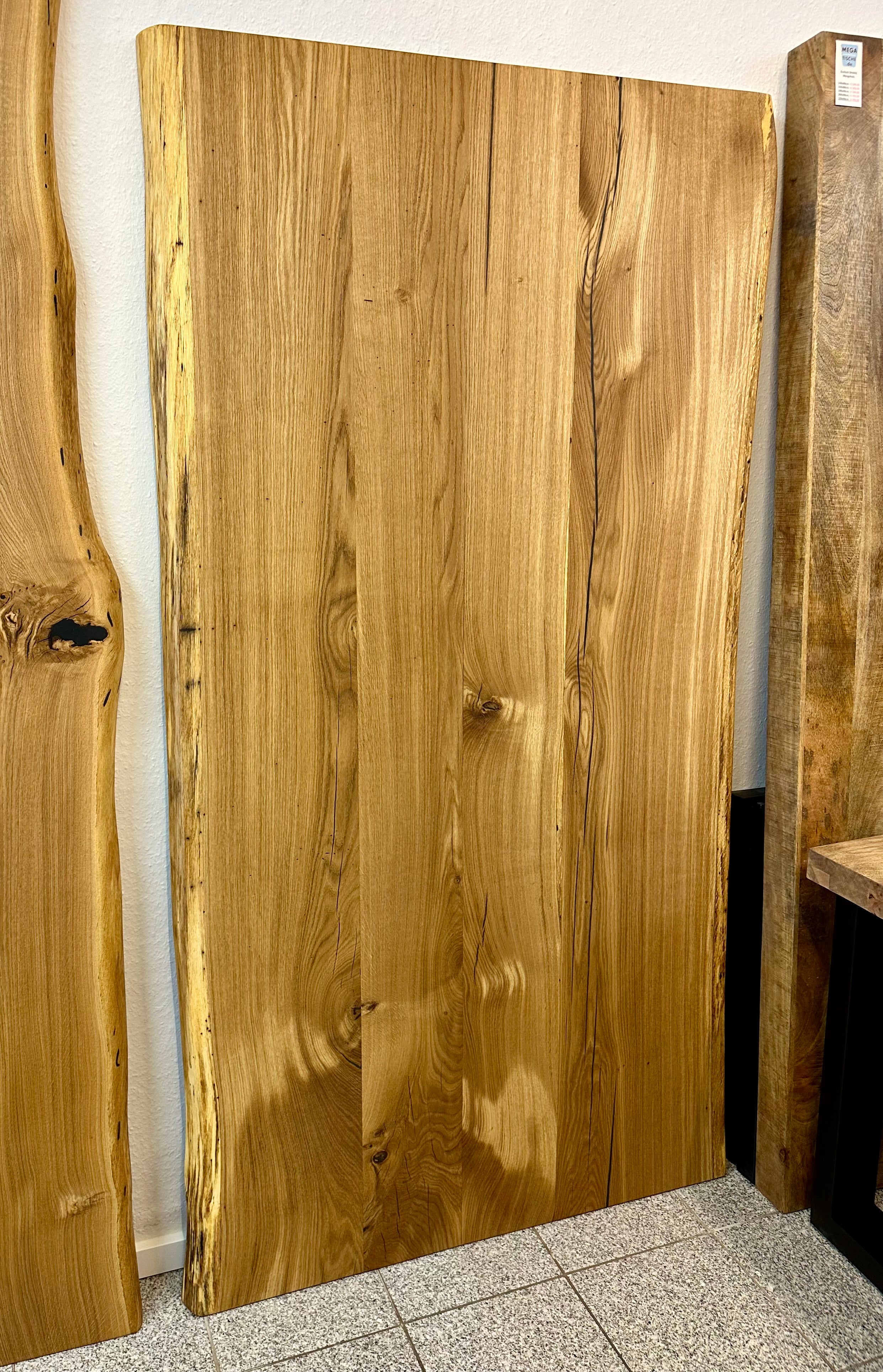 200 cm Wildeiche Holz Tischplatte Wesel Eiche Pure geölt 5,5 cm Dicke aus 4 Bohlen