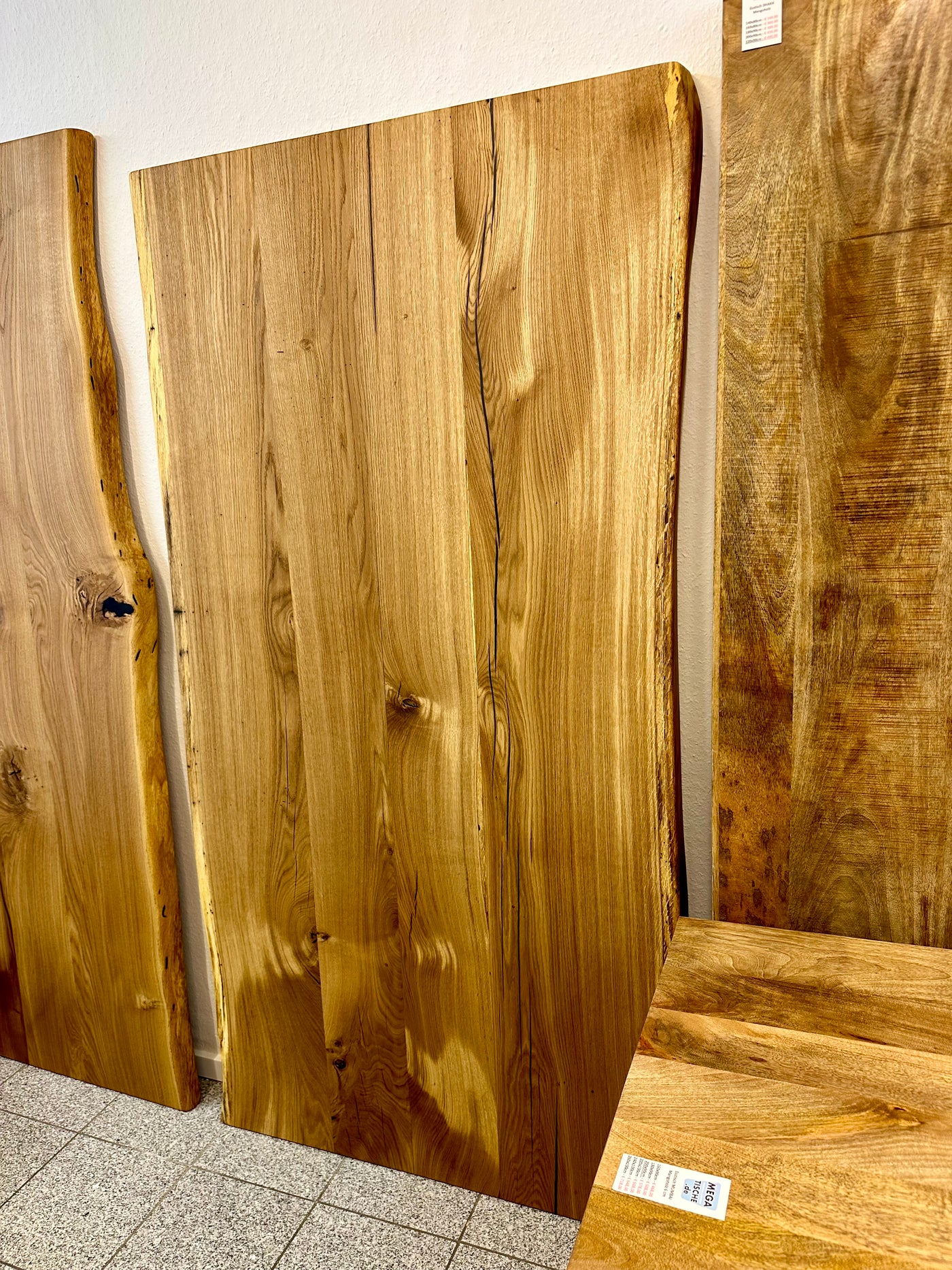 200 cm Wildeiche Holz Tischplatte Wesel Eiche Pure geölt 5,5 cm Dicke aus 4 Bohlen