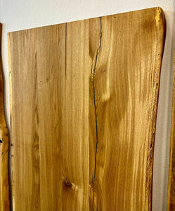 Baumkante Esstisch Eiche massiv 120 cm 2 Bohlen geölt mit Gestell schwarz