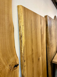 Baumkante Esstisch Eiche massiv 120 cm 2 Bohlen geölt mit Gestell schwarz