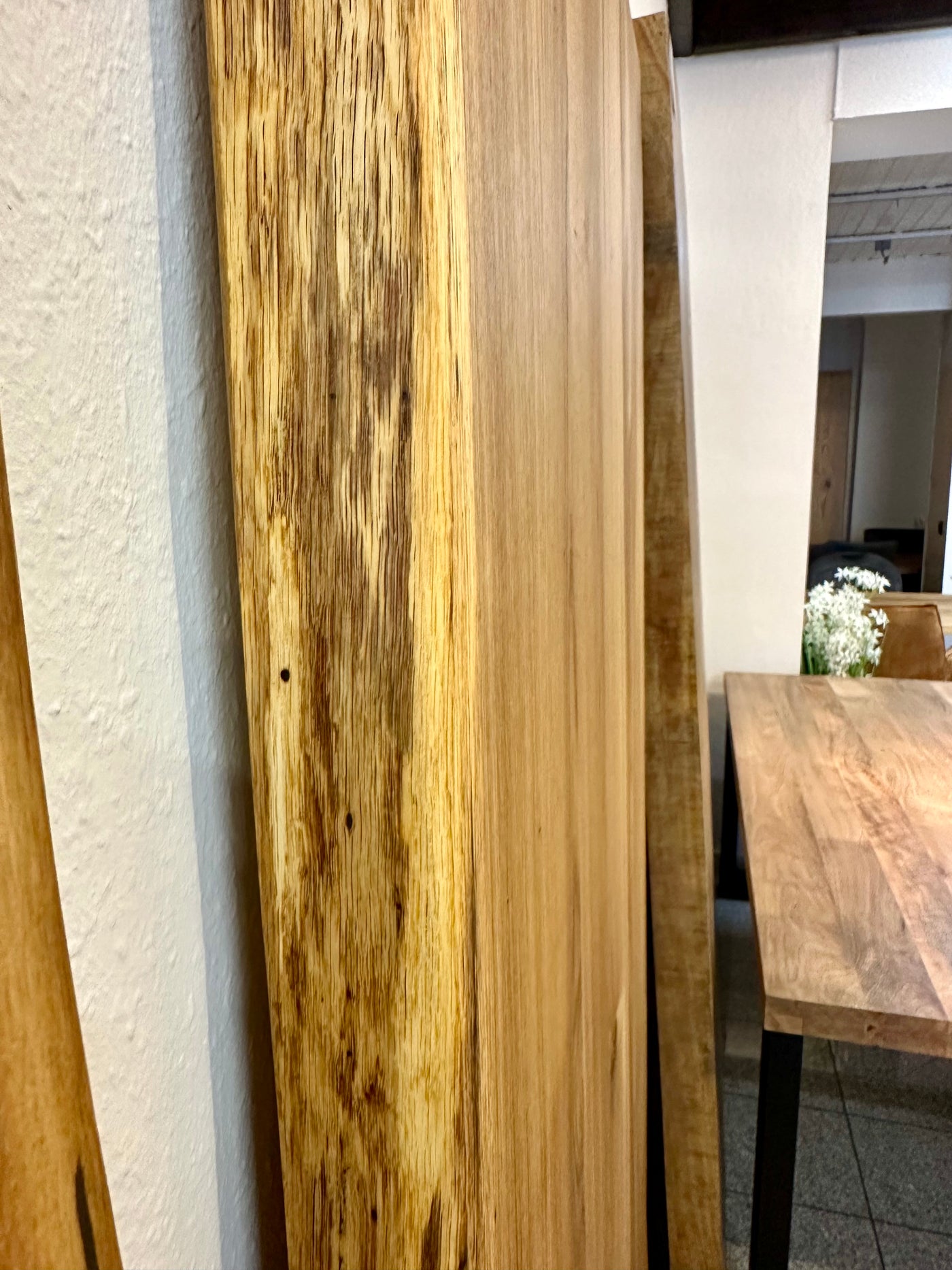 200 cm Wildeiche Holz Tischplatte Wesel Eiche Pure geölt 5,5 cm Dicke aus 4 Bohlen