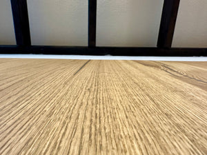 Baumkante Esstisch Eiche massiv 120 cm 2 Bohlen geölt mit Gestell schwarz