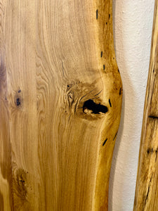 Baumkante Esstisch Eiche massiv 120 cm 2 Bohlen geölt mit Gestell schwarz