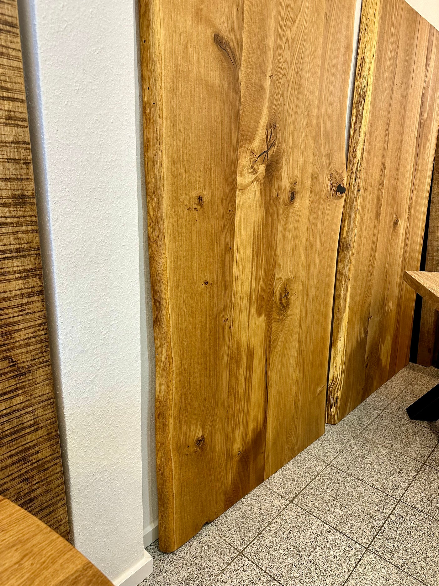 210 cm Wildeiche Holz Tischplatte Wesel Eiche Pure geölt 4 cm Dicke aus 4 Bohlen