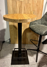 Table haute et mange-debout en orme 3 tailles cm & piétement métallique noir