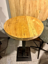 Table haute et mange-debout en orme 3 tailles cm & piétement métallique noir