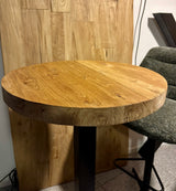 Table haute et mange-debout en orme 3 tailles cm & piétement métallique noir