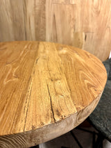 Table haute et mange-debout en orme 3 tailles cm & piétement métallique noir
