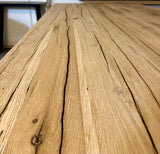 Esstisch Kempen Alteiche massiv 250 cm in 4 cm Dicke Holz mit X Metall Gestell schwarz Einzelstück