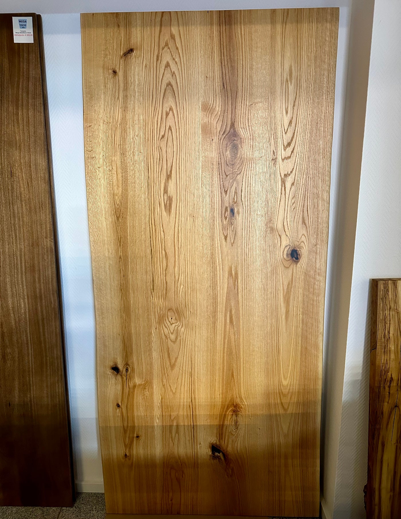 Plateau de table en chêne français Paris de 220 cm en bois, bord naturel, huilé pur 4 cm avec résine époxy