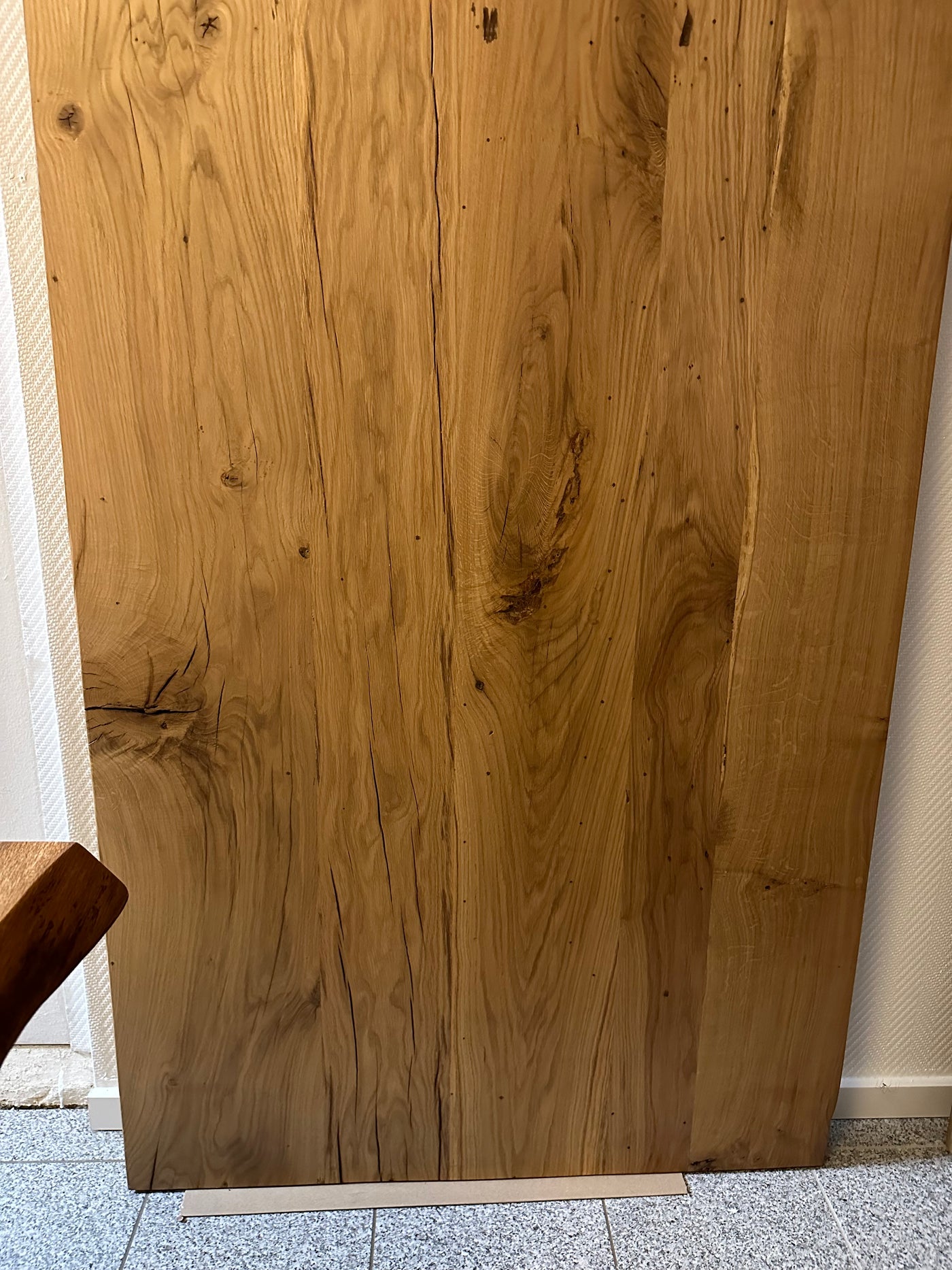 Plateau de table en bois 220 cm Roermond vieux chêne ciré 4 cm bois ancien recyclé pièce unique