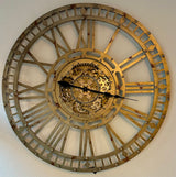110 cm Finn XXL Wanduhr mit Zahnrädern Metall silber grau Industrial