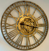 110 cm Finn XXL Wanduhr mit Zahnrädern Metall silber grau Industrial