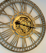 110 cm Finn XXL Wanduhr mit Zahnrädern Metall silber grau Industrial