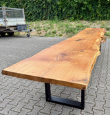 Epoxidharz 400 cm Baumstamm Esstisch Wildeiche geschliffen mit U-Set Gestell