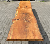 Epoxidharz 400 cm Baumstamm Esstisch Wildeiche geschliffen mit U-Set Gestell