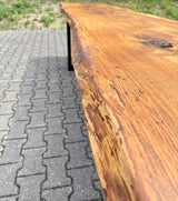 Epoxidharz 400 cm Baumstamm Esstisch Wildeiche geschliffen mit U-Set Gestell