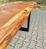 Epoxidharz 400 cm Baumstamm Esstisch Wildeiche geschliffen mit U-Set Gestell