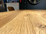 Table de salle à manger Dresden Chêne massif 200 à 300 cm d'épaisseur 4 cm bois huilé avec piètement bois trapèze 6 tailles
